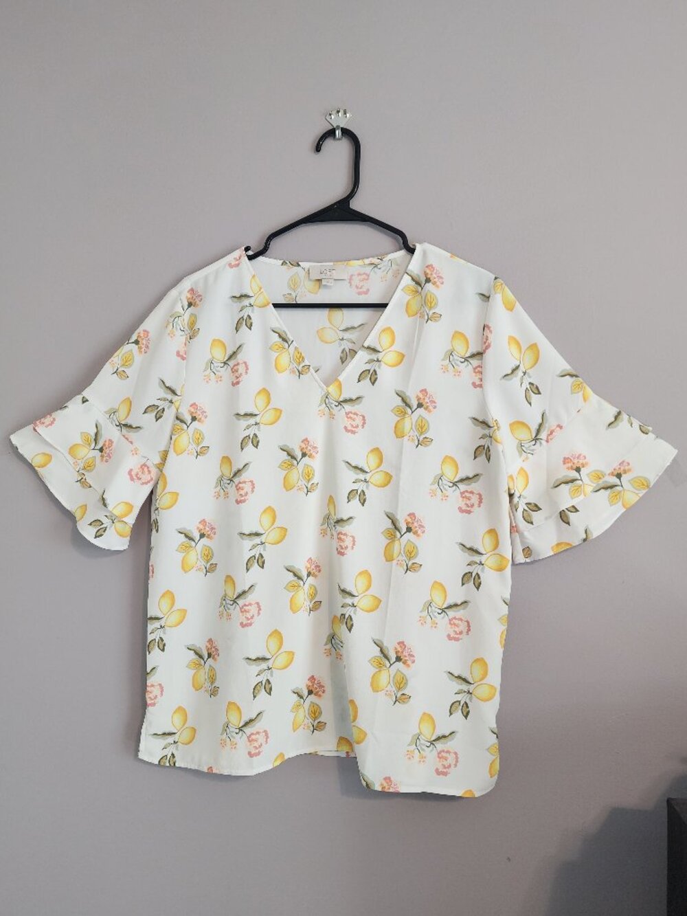 Loft Studio Lightweight Blouse with Colorful Lemon Design - Size Medium